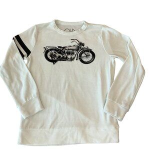 Chaser White Long Sleeve Sweatshirt With Black Motorcycle Graphic boys Size 10